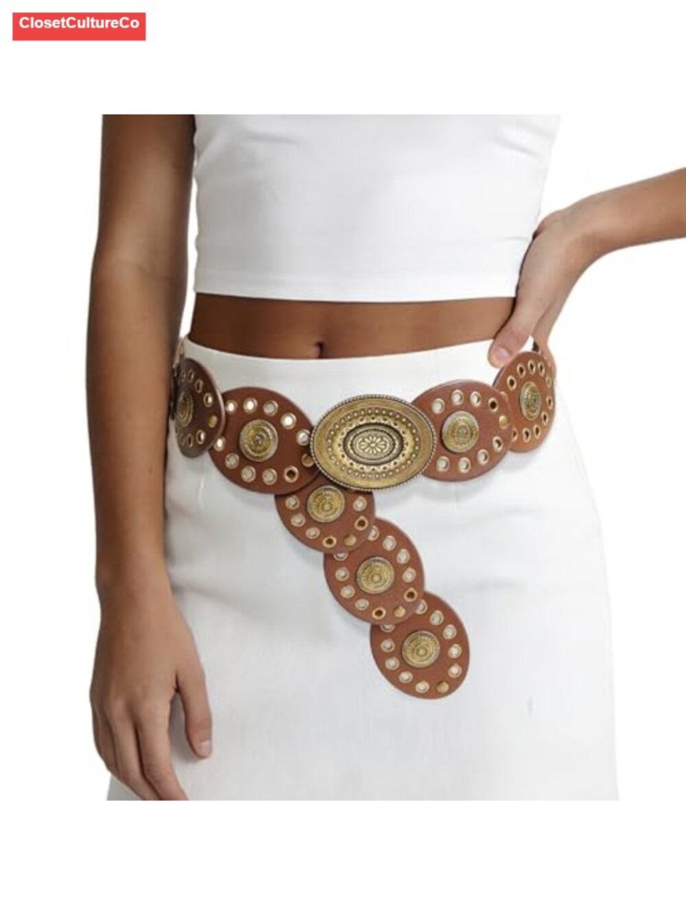 Concho Chain Belt Western Boho Adjustable for Dress Jeans